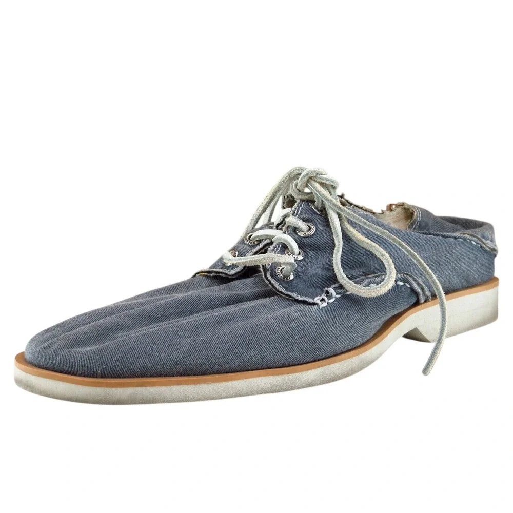 SPERRY Sz‎ 10 Boat Shoe Gray Canvas Men Lace Up Medium
